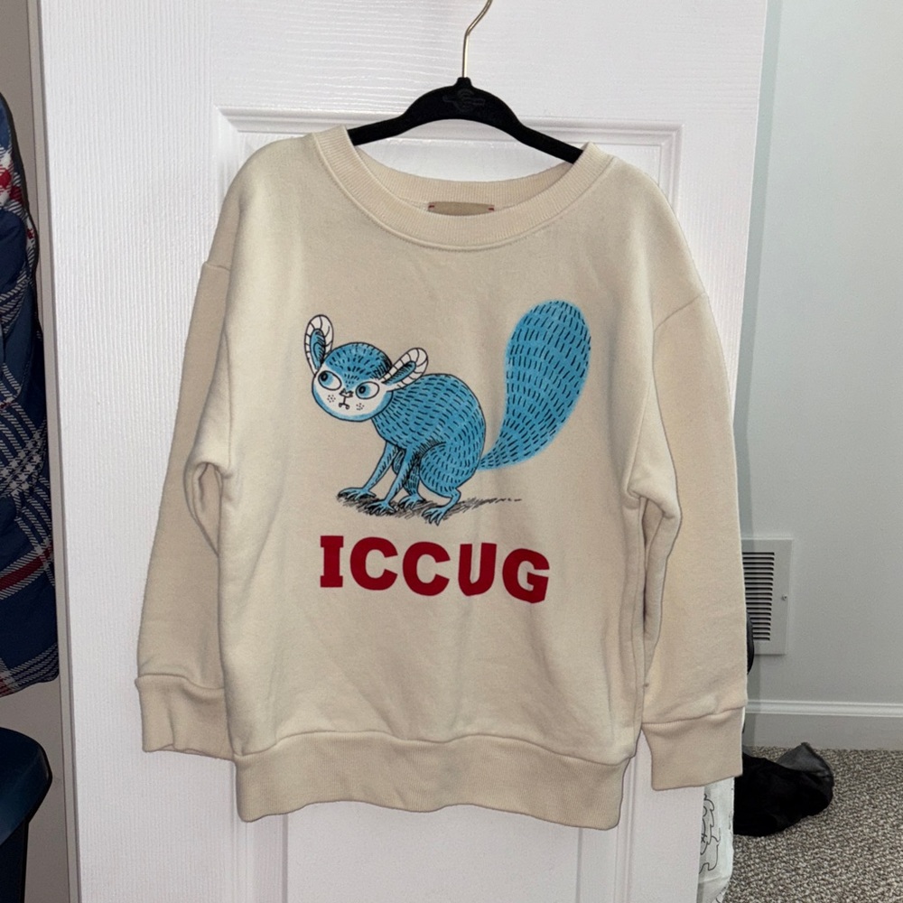 Gucci Cream Sweater with Blue Animal Graphic